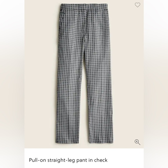 $168 J.Crew Pull-on straight-leg pant in check size 8 fully lined black n white - Picture 1 of 13